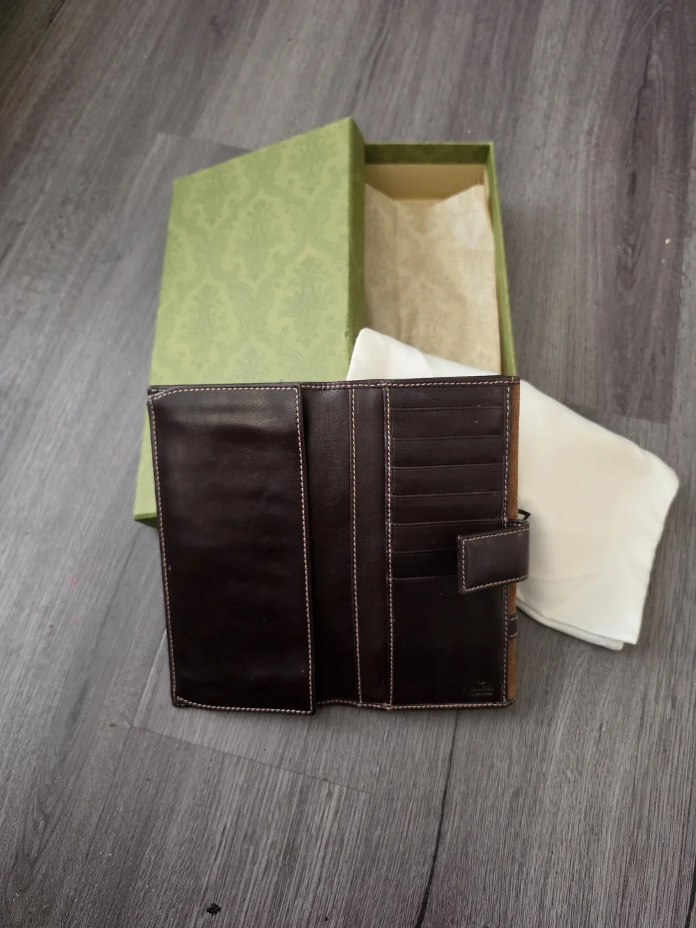 Gucci Suede Brown Wallet Clutch - Brown